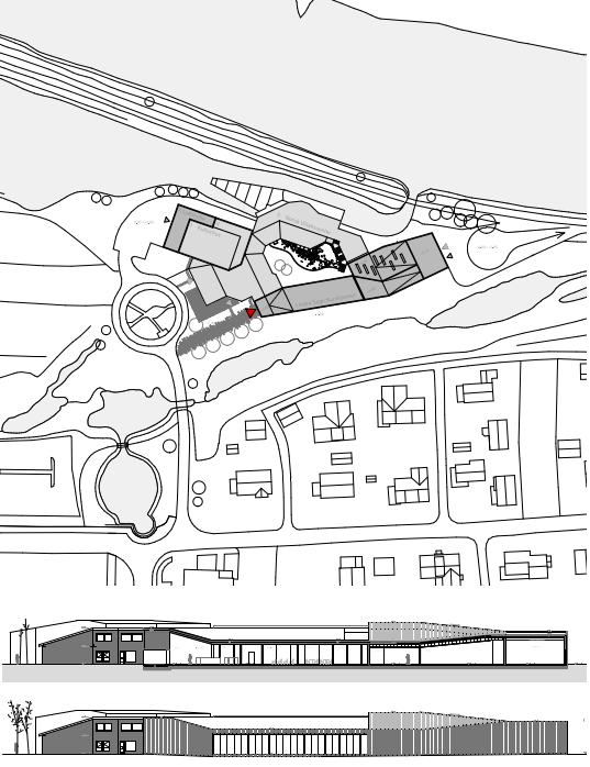 Lageplan und Ansichten des Sogn Kunstsenter