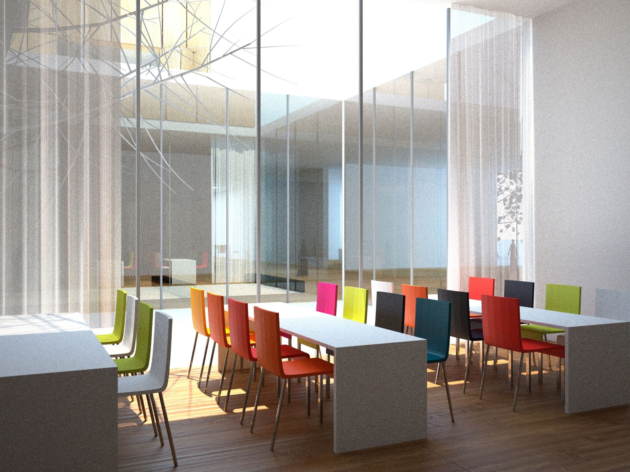 Visualisierung der Bibliothek mit Tageslicht von oben